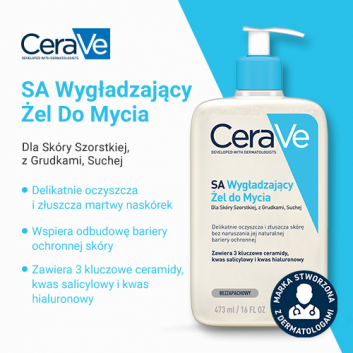 CeraVe SA, wygładzający żel do mycia skóry szorstkiej i suchej, 473 ml
