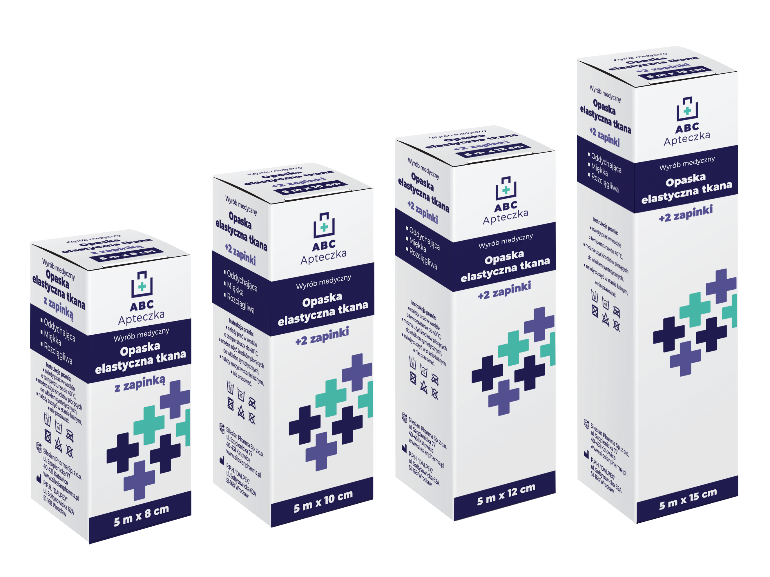 Apteczka ABC, Opaska elastyczna tkana z zapinką, 5 m x 8 cm, 1 sztuka
