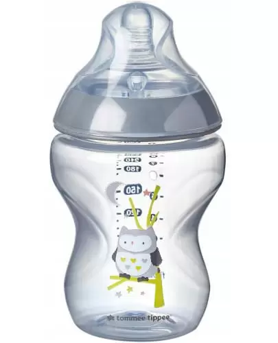 Tommee Tippee Closer To Nature butelka do karmienia ze smoczkiem o wolnym przepływie 0m+ sowa 260 ml [42250102] zdjęcie