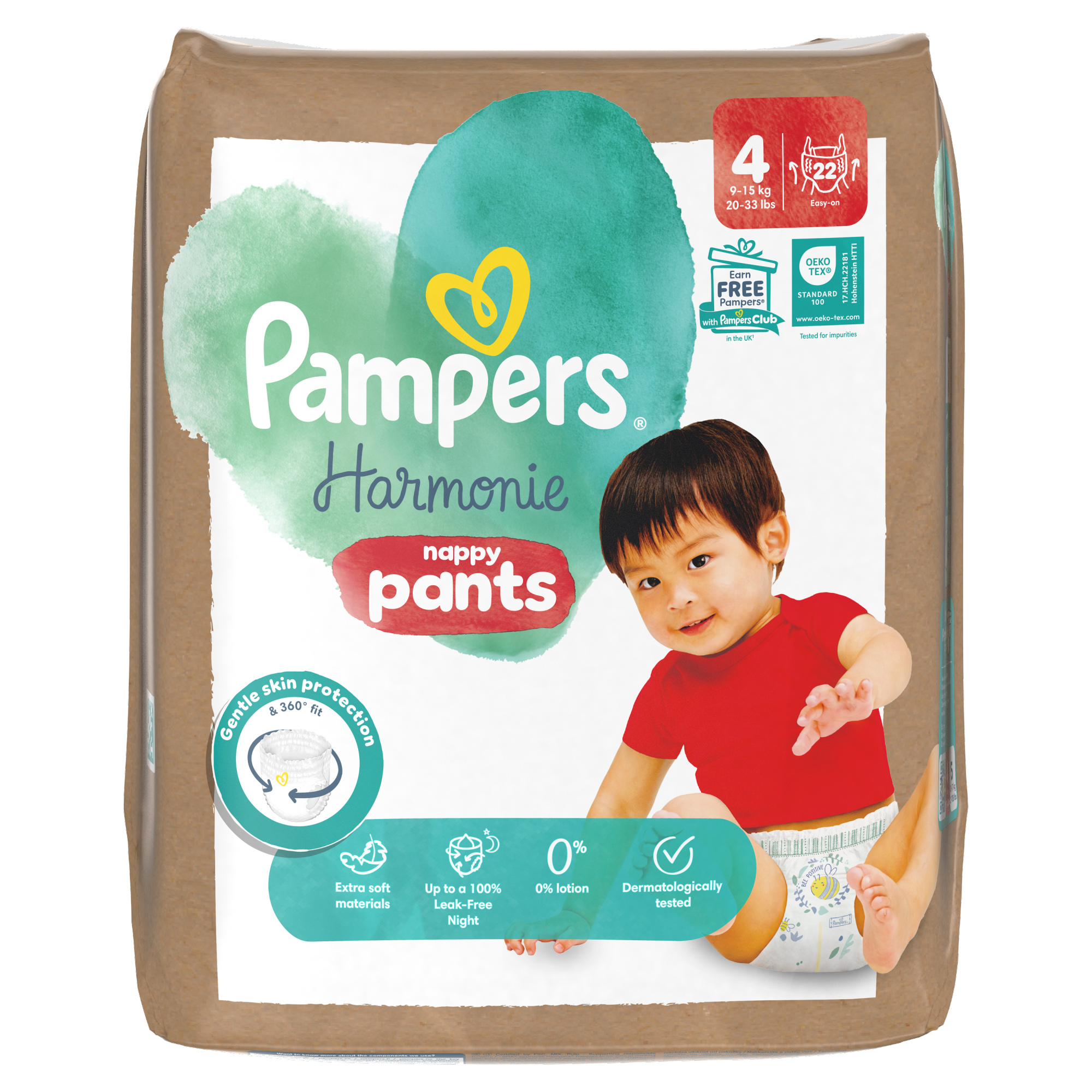 Pampers Harmonie Baby Pieluchomajtki, rozmiar 4 9 kg-15 kg, 22 sztuk zdjęcie
