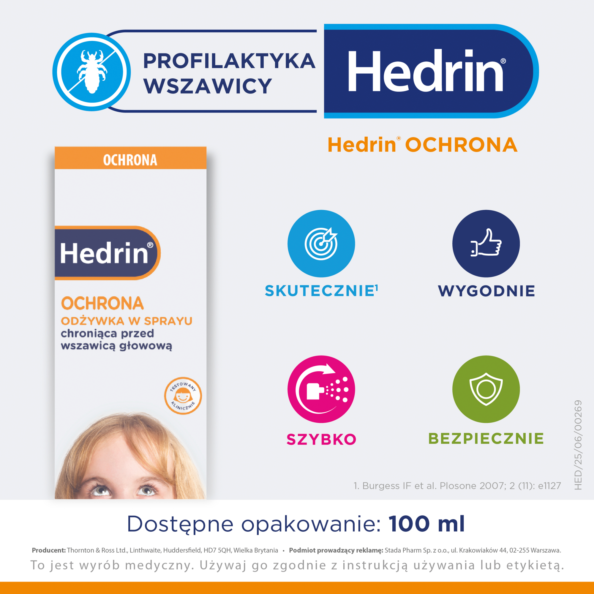 Hedrin Ochrona Odżywka do włosów w sprayu, 100 ml