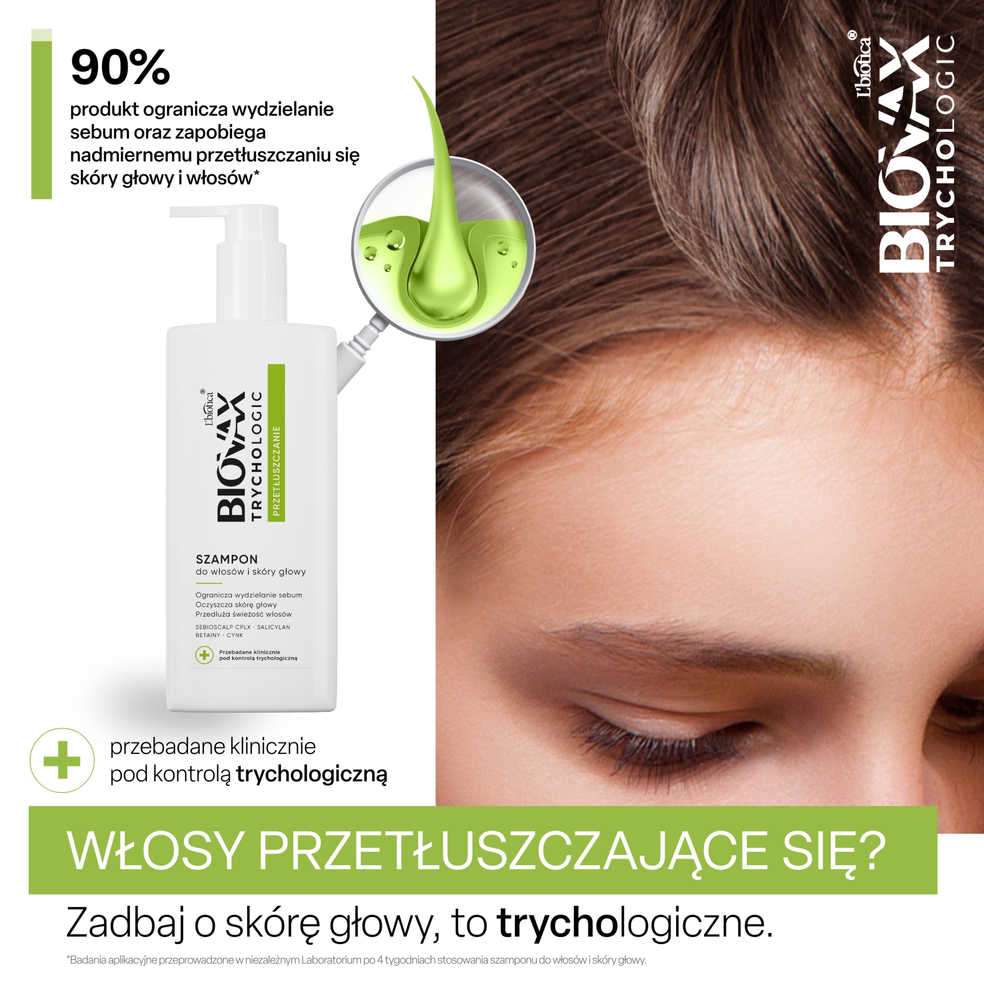 Biovax Trychologic przetłuszczanie, Szampon do włosów i skóry głowy, 200 ml