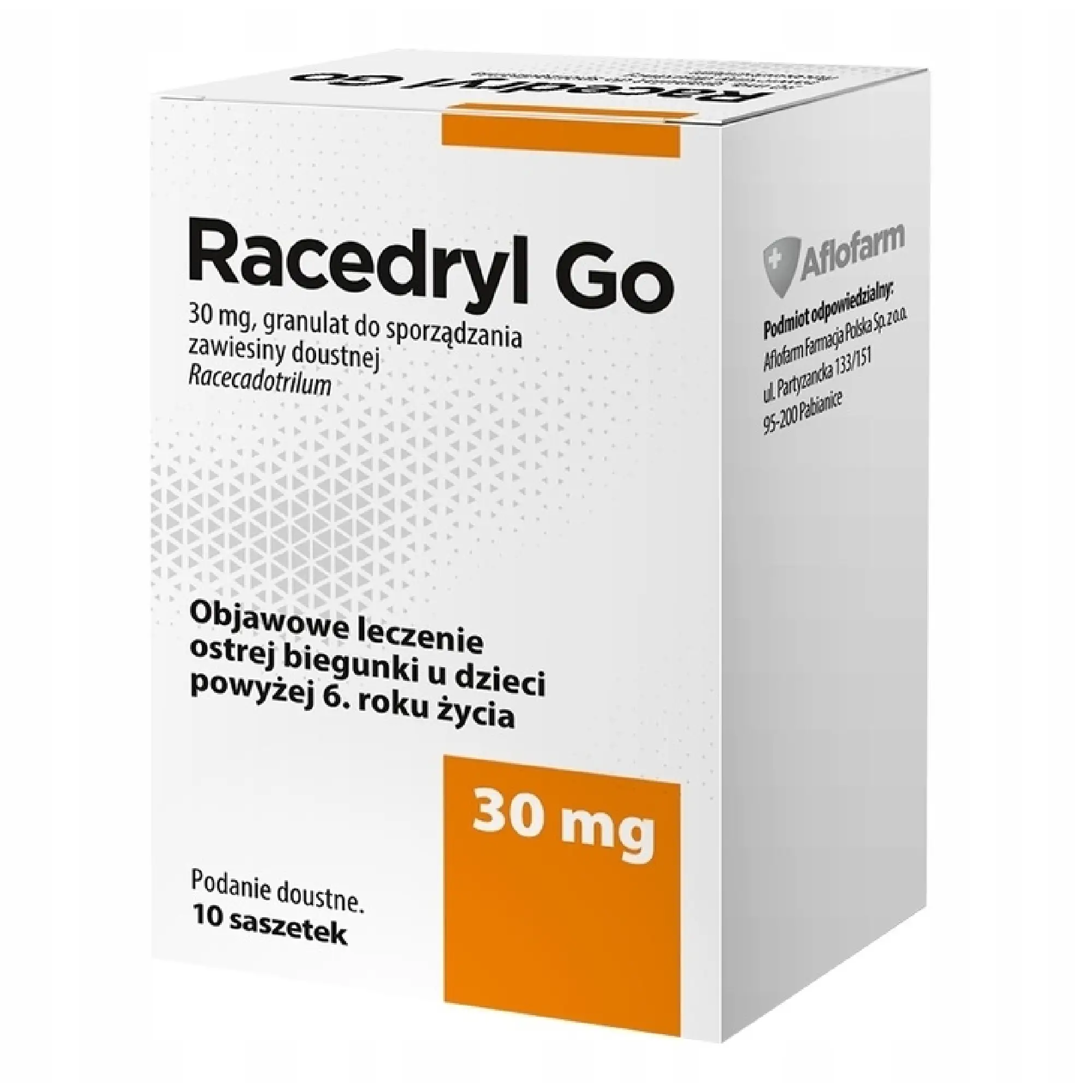 Racedryl Go, 30 mg, granulat do sporządzania zawiesiny doustnej, saszetki, 10 sztuk zdjęcie