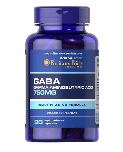 Puritans Pride Gaba 750 mg - 90 kaps. - Kwas gamma-aminomasłowy - cena, opinie, stosowanie zdjęcie