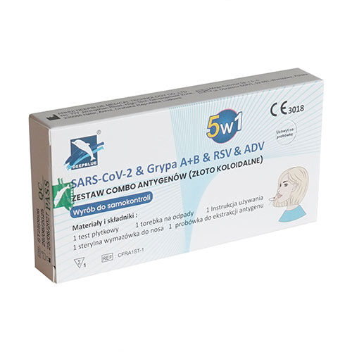 Sars-Cov-2 & Grypa A+B & RSV & ADV, Zestaw Combo Antygenów (Złoto Koloidalne), 1 szt zdjęcie