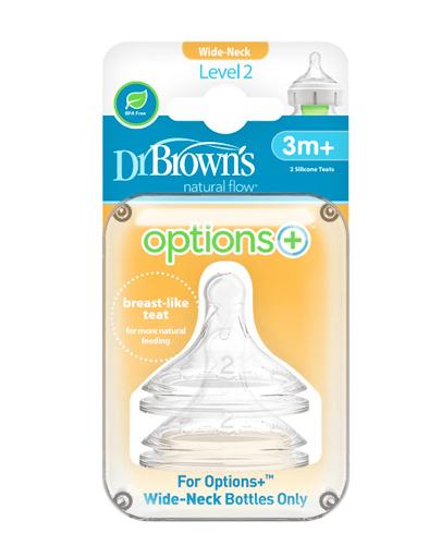 DR BROWN'S Smoczek do butelki Options+ Szeroka szyjka 3m+ - 2 szt. zdjęcie