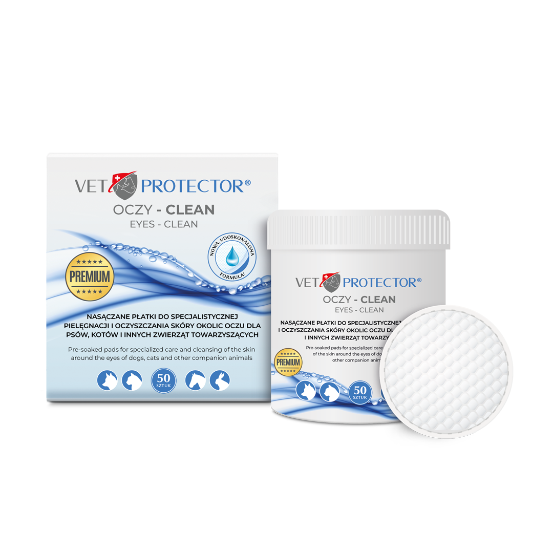 Vet Protector Oczy Clean Nasączane płatki do oczyszczania oczu dla psa i kota, 50 sztuk