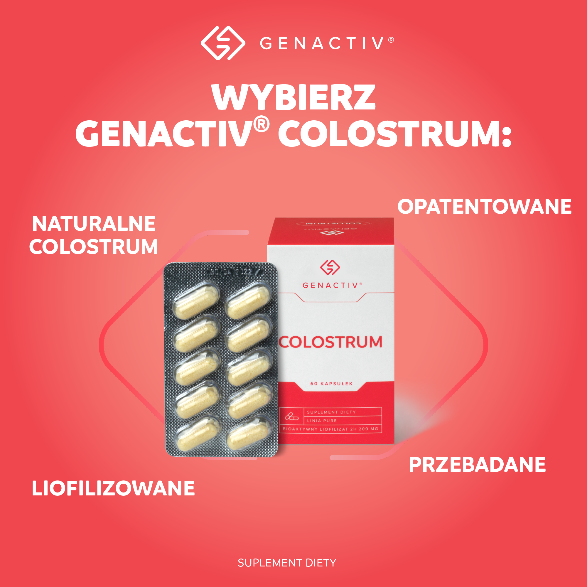 Genactiv, Colostrum, kapsułki, 60 sztuk