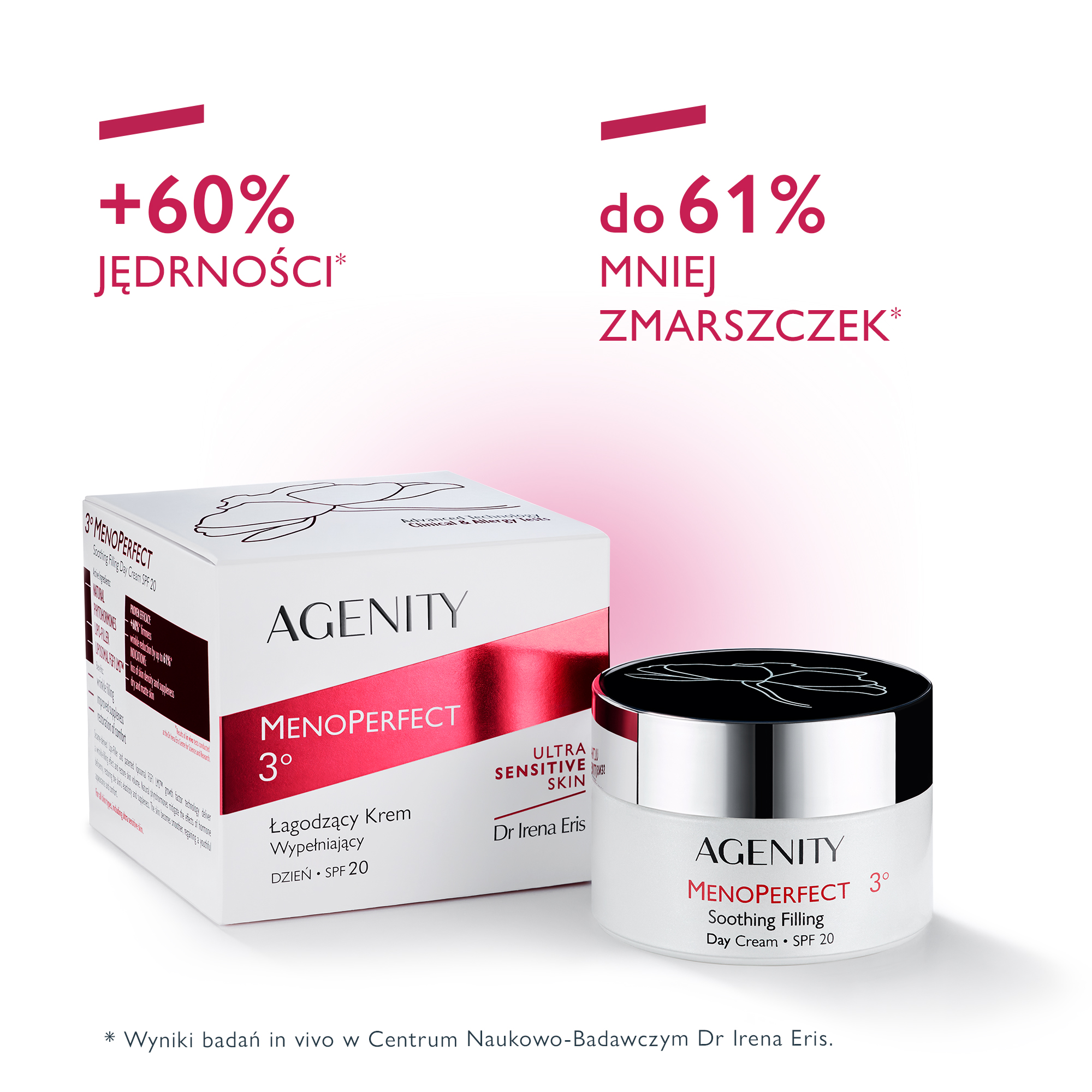 Agenity Menoperfect 3°, Krem wypełniający łagodzący na dzień SPF 20, 50 ml