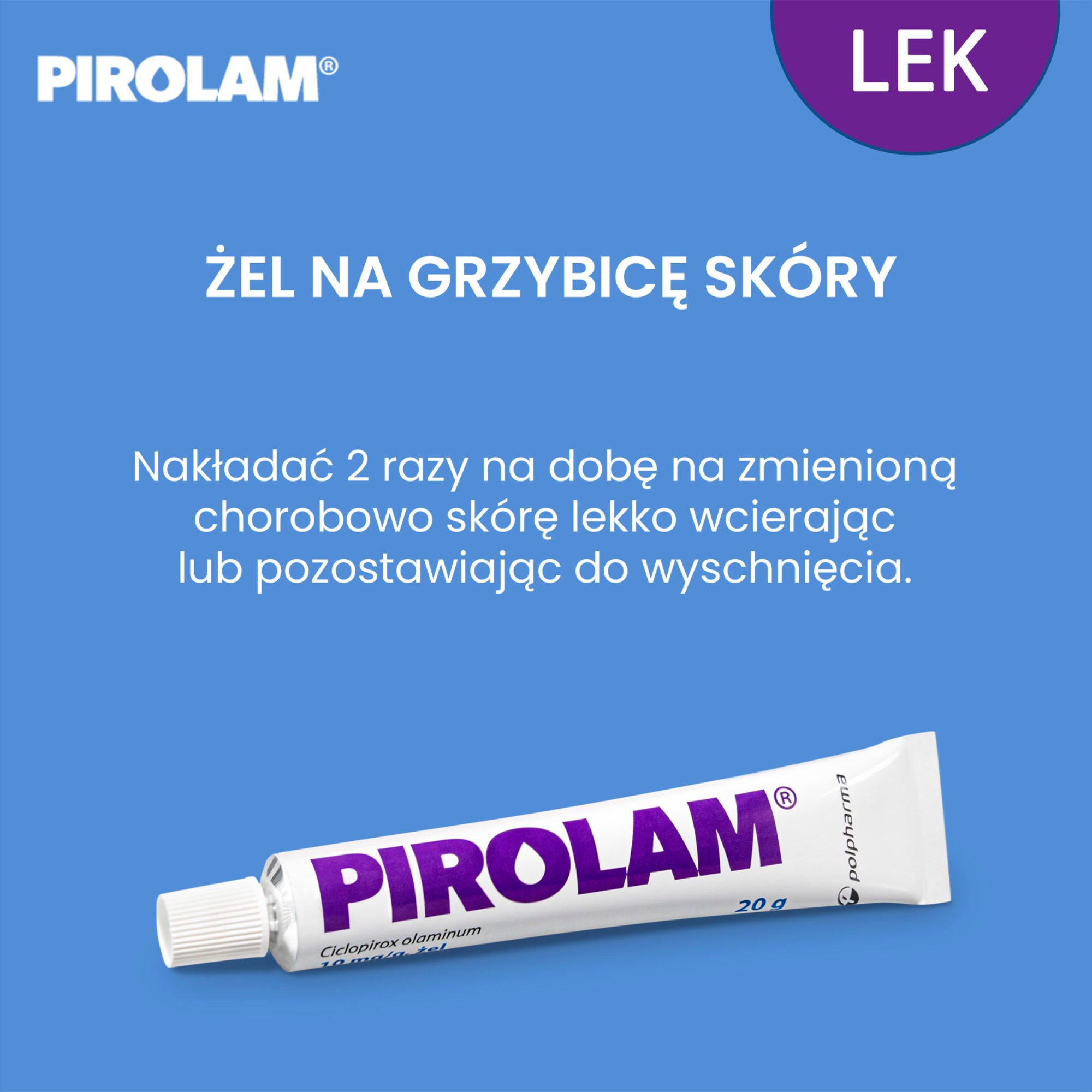 PIROLAM 1% Żel na grzybicę skóry - 20 g - cena, opinie, wskazania