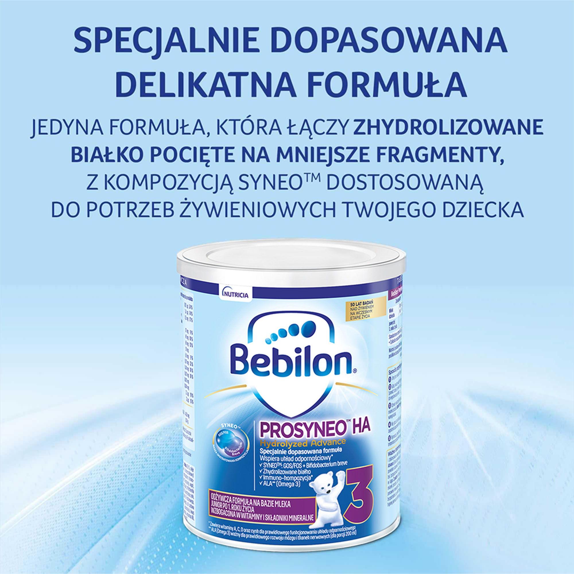 Bebilon Prosyneo HA 3 Hydrolyzed Advance, odżywcza formuła na bazie mleka Junior po 1. roku, 400 g