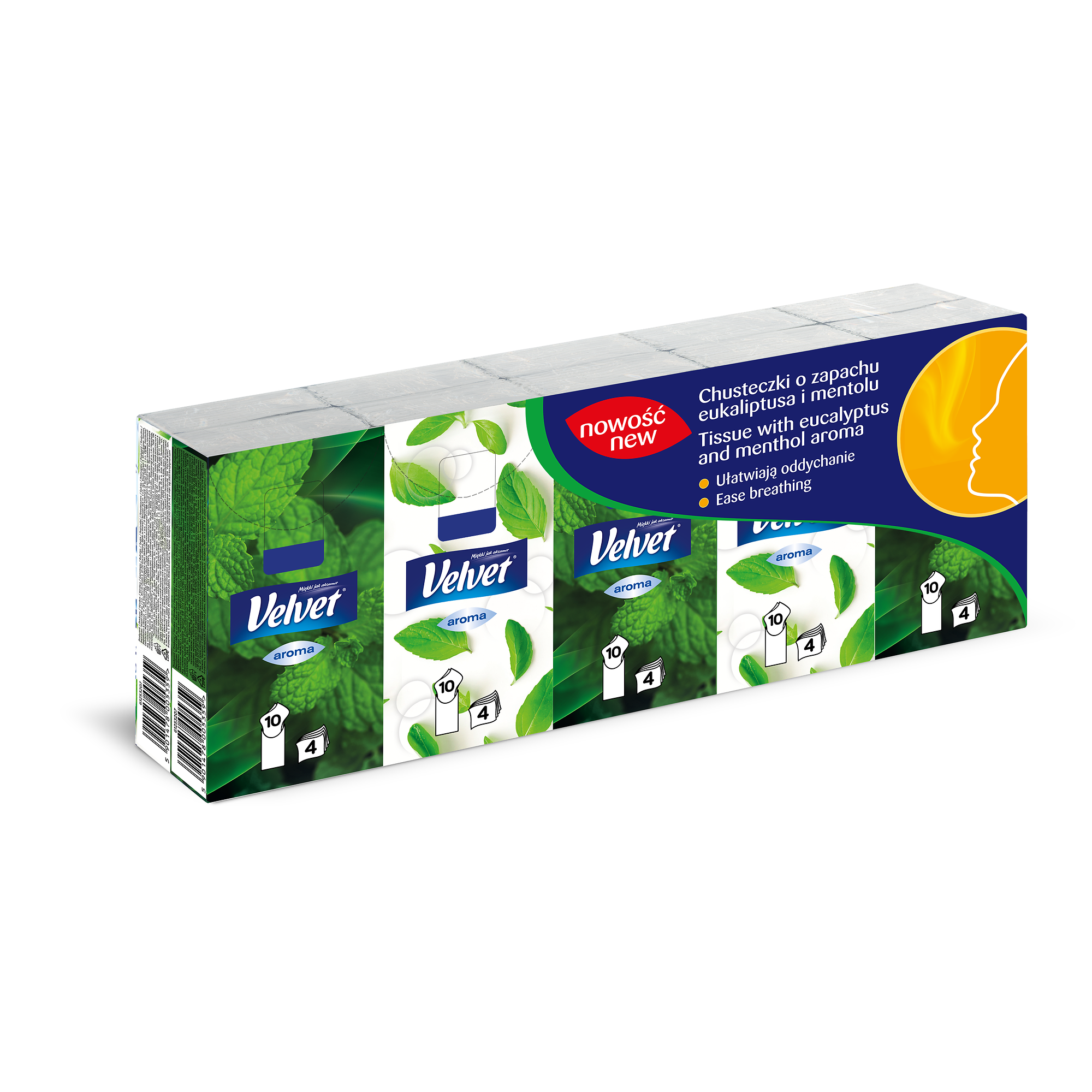 Velvet Aroma, Chusteczki higieniczne o zapachu mięty, 10 sztuk
