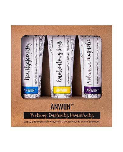 Anwen Zestaw odżywek do włosów o średniej porowatości Nawilżający Bez - 100 ml + Emolientowy Irys - 100 ml + Proteinowa Magnolia - 100 ml - cena, opinie, właściwości zdjęcie