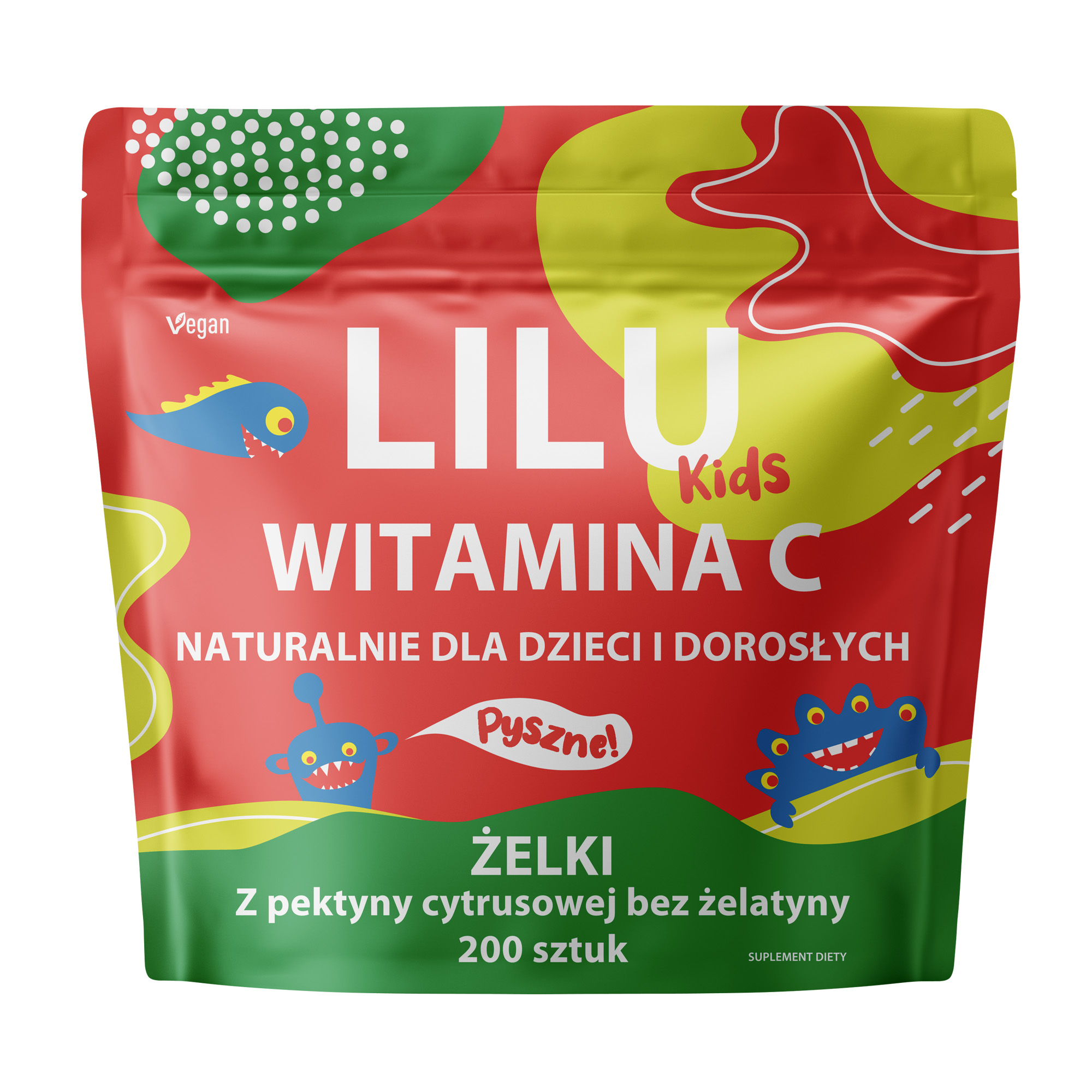 Lilu Kids Witamina C Żelki dla dzieci i dorosłych, 200 sztuk zdjęcie