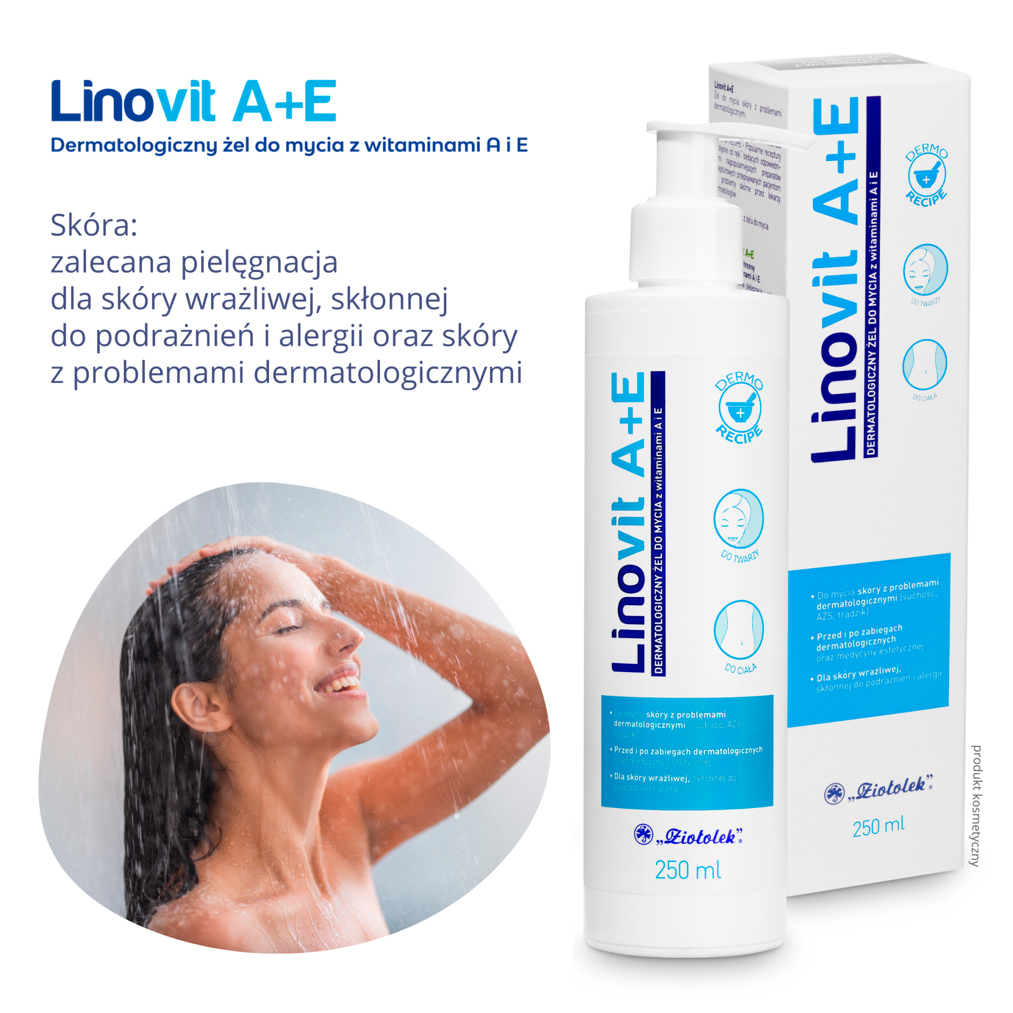 LINOVIT A+E Dermatologiczny żel do mycia z witaminami A i E - 250 ml