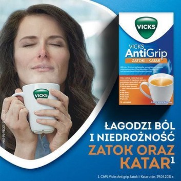 Vicks AntiGrip 650 mg + 16 mg + 4 mg o aromacie pomarańczowym 10 saszetek