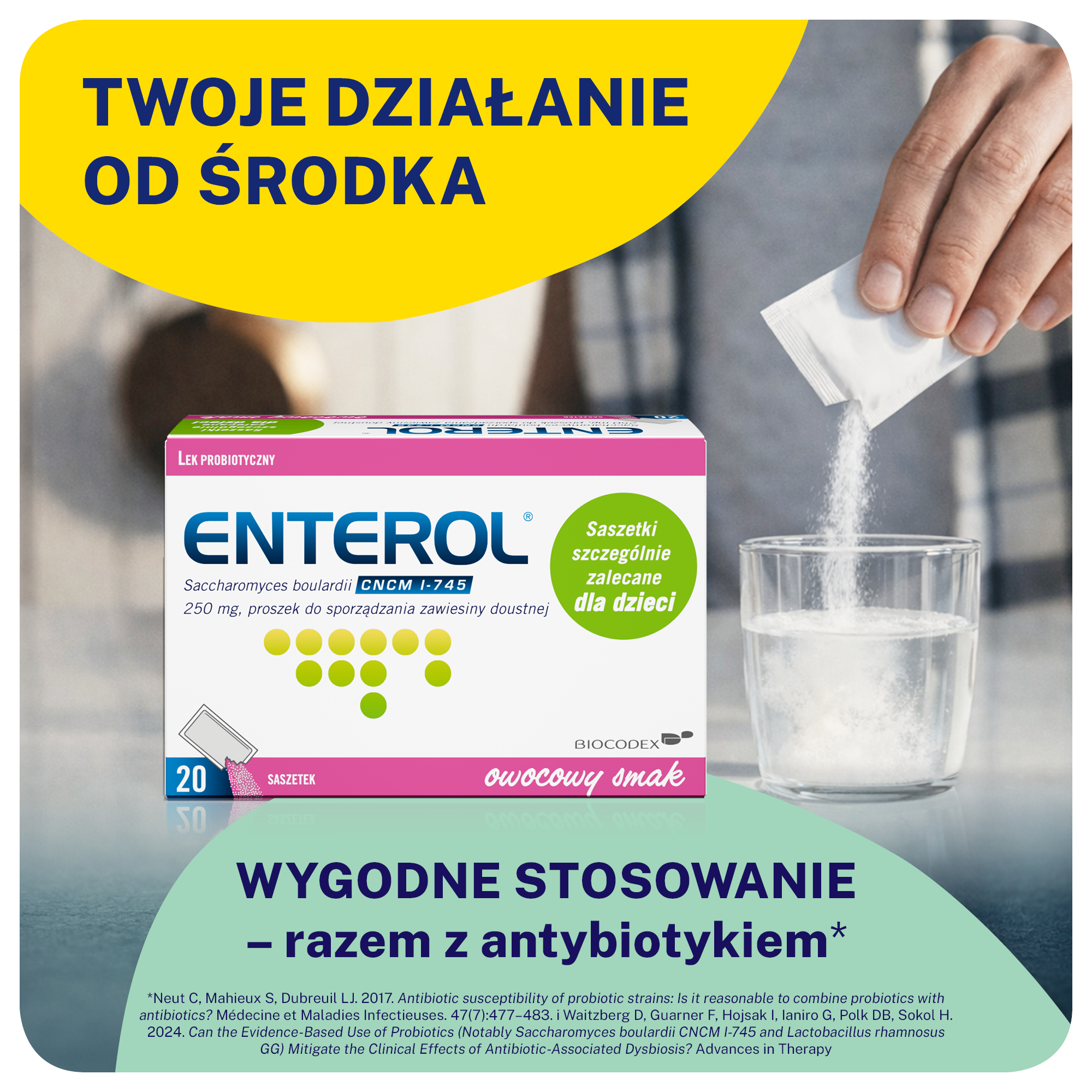 Enterol Saccharomyces boulardii 250 mg, proszek, 20 saszetek