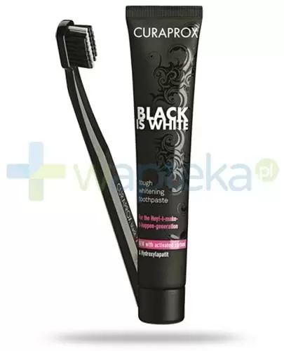 Curaprox Black is White wybielająca pasta do zebów mild lime-mint 90 ml + szczoteczka [ZESTAW]