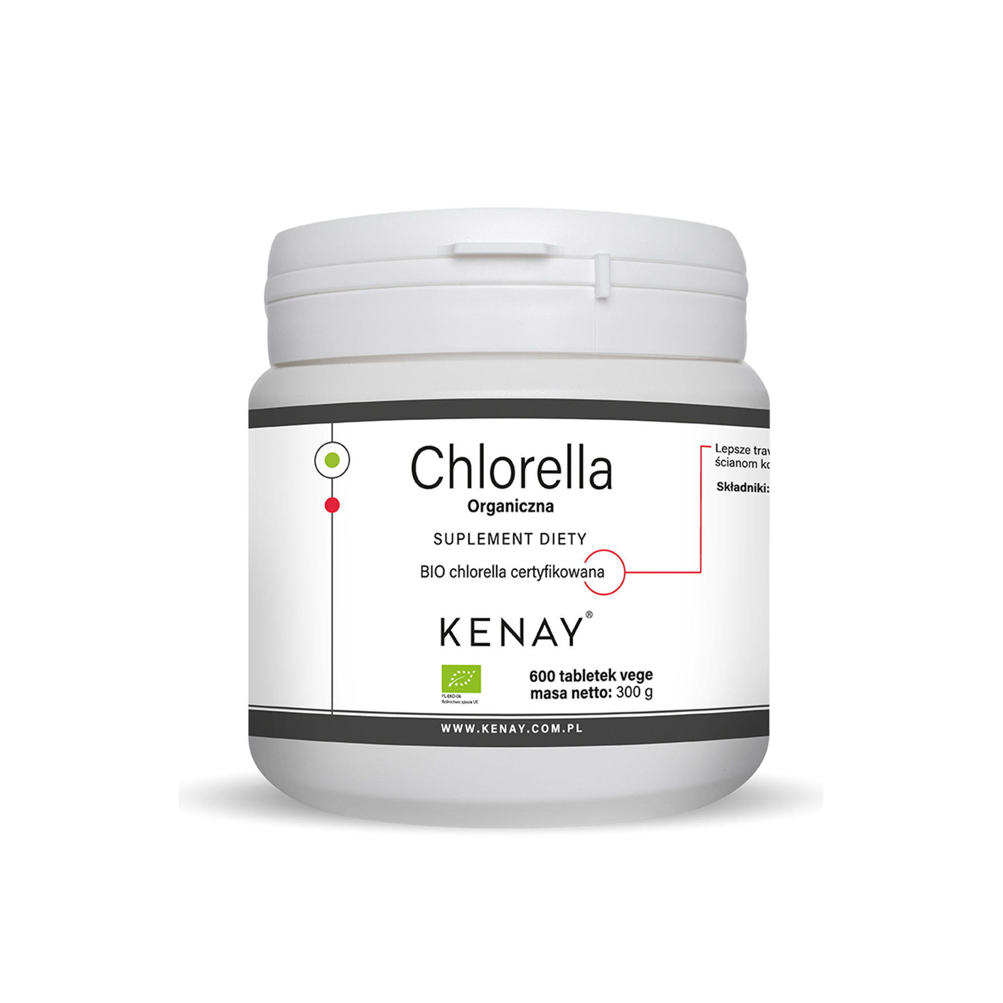 Kenay, Chlorella Organiczna, tabletki, 600 sztuk