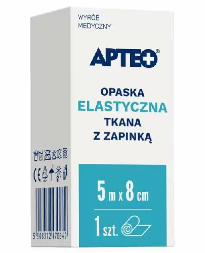 Apteo Opaska elastyczna tkana z zapinką 5 m x 8 cm 1 sztuka zdjęcie