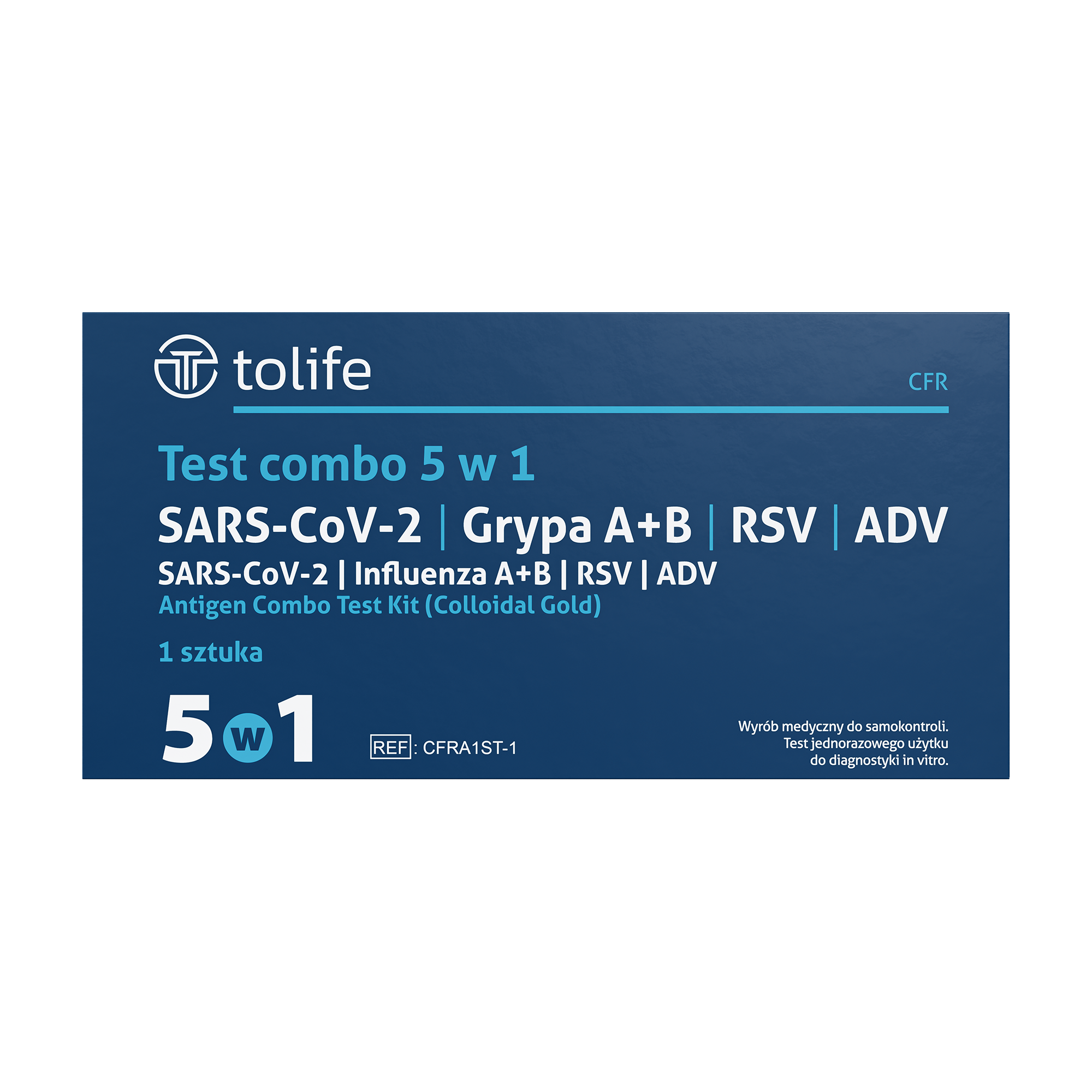 Test 5w1, combo test: SARS-CoV-2 & grypa A+B & RSV & ADV, 1 sztuka