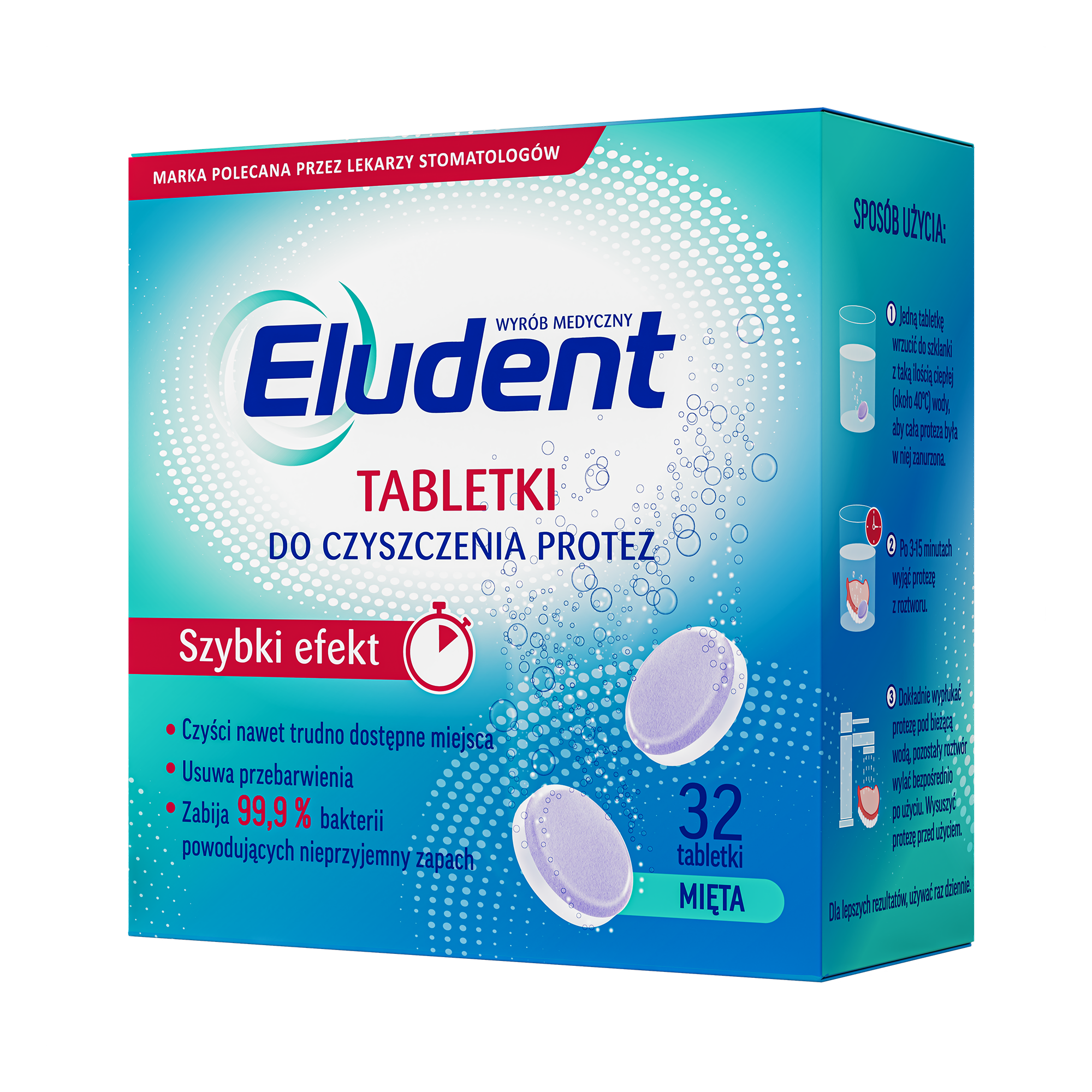 Eludent Tabletki do czyszczenia protez, 32 sztuki
