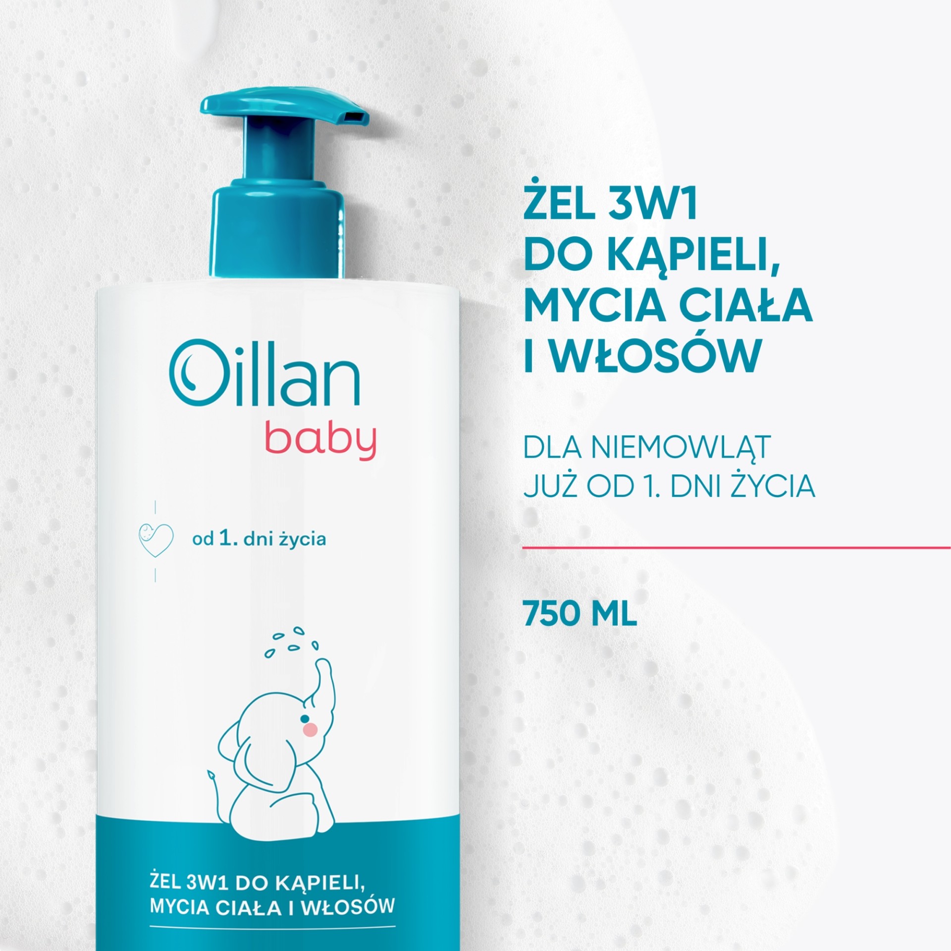 Oillan Baby żel 3w1 do kąpieli, mycia ciała i włosów, 750 ml
