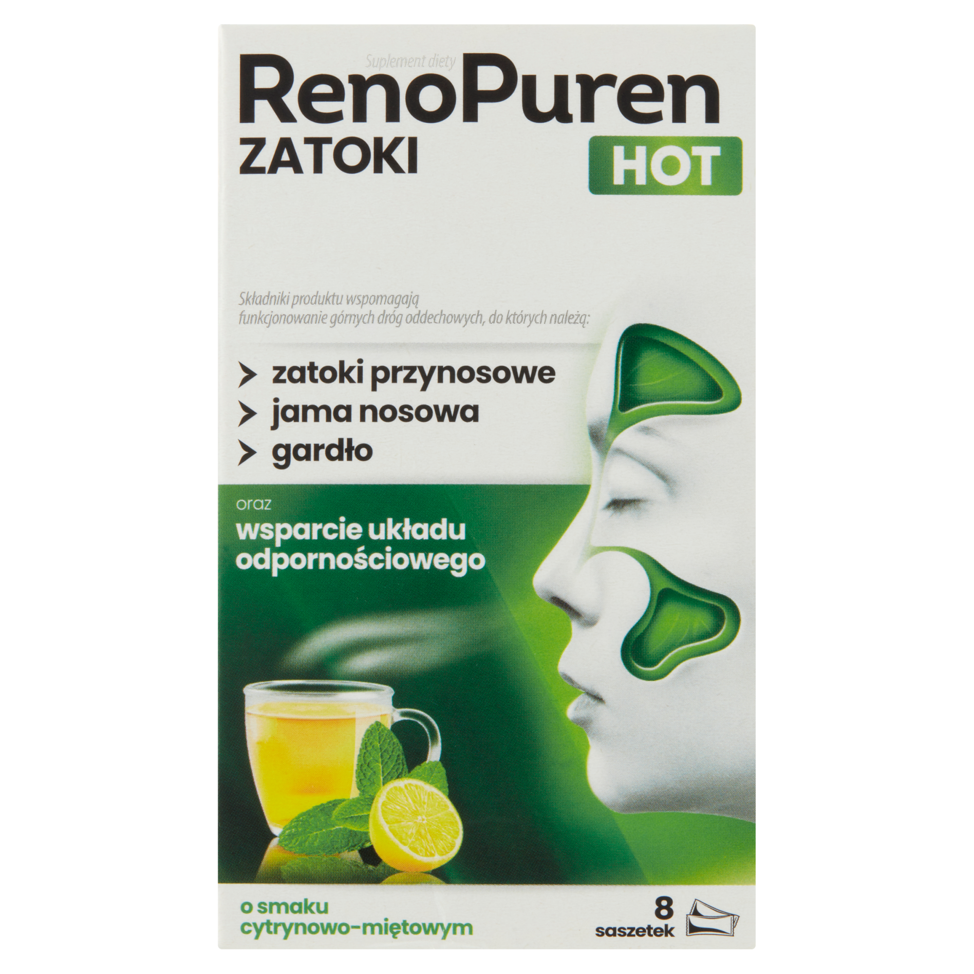 RenoPuren Zatoki Hot, proszek, smak cytrynowo-miętowy, 8 saszetek zdjęcie