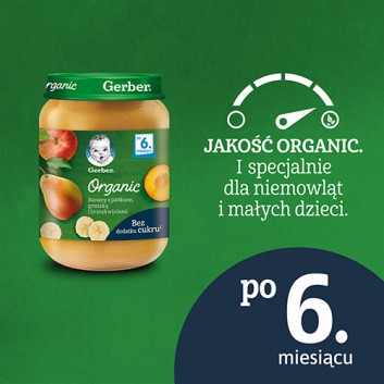 Gerber Organic Banany z jabłkiem, gruszką i brzoskwiniami po 6 miesiącu - 190 g - cena, opinie, wskazania