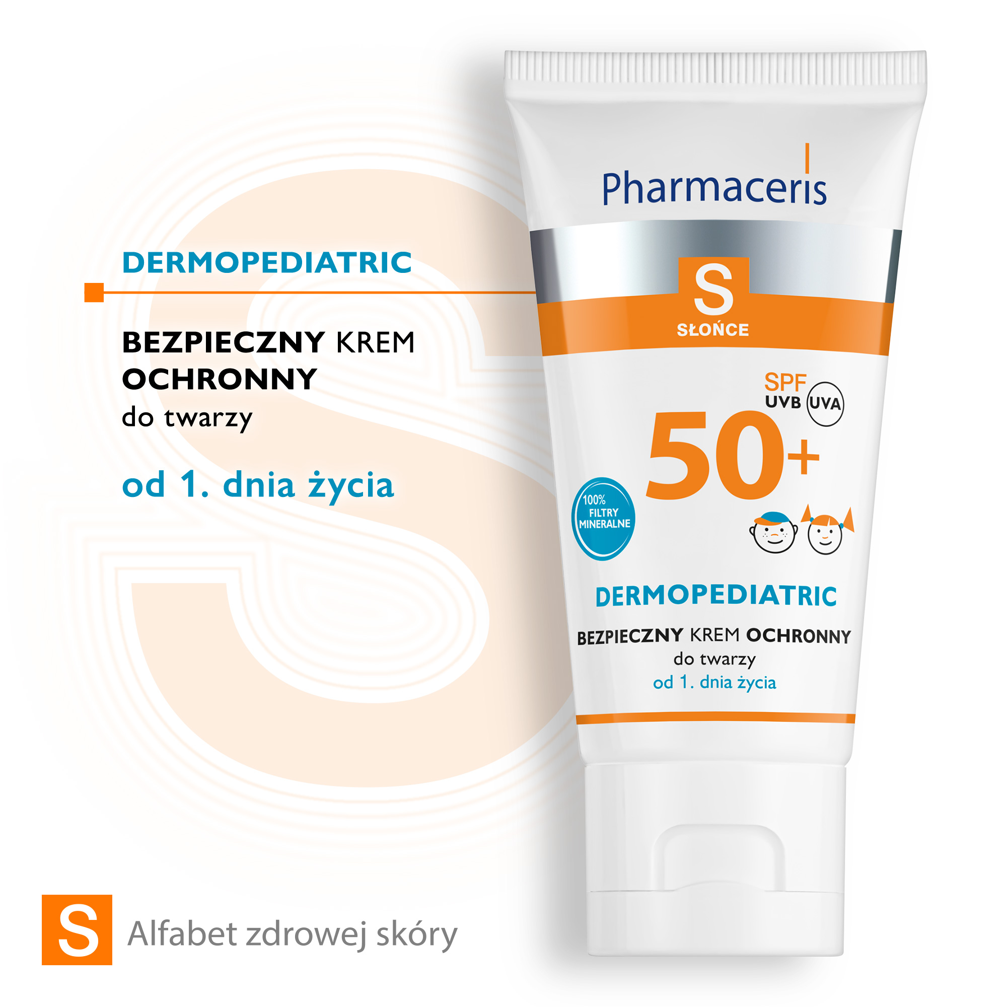 PHARMACERIS S Bezpieczny krem ochronny do twarzy dla dzieci SPF50+ - 50 ml
