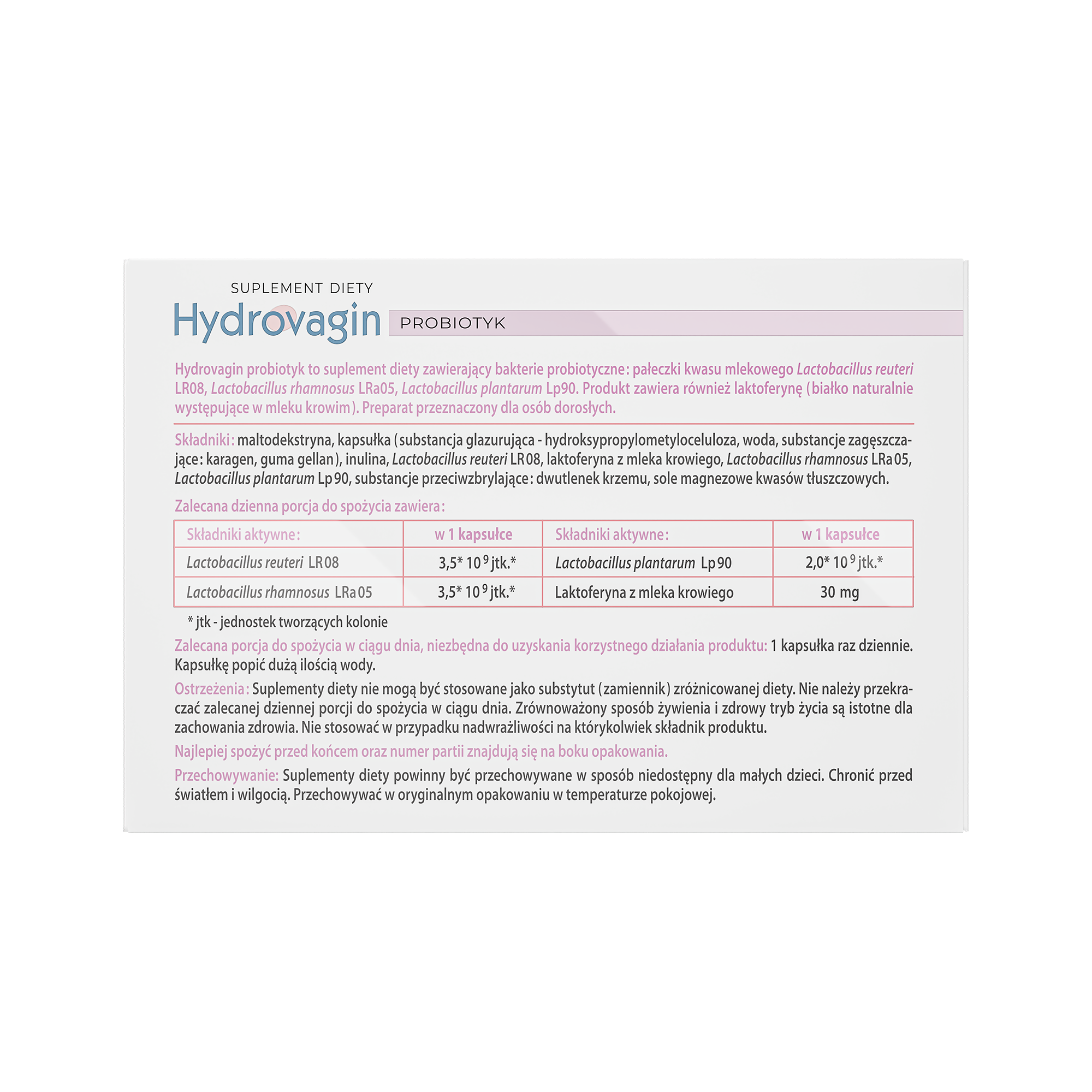 Hydrovagin, probiotyk, kapsułki, 15 sztuk