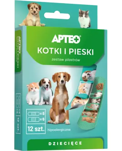 Apteo plastry dla dzieci kotki i pieski 12 sztuk zdjęcie