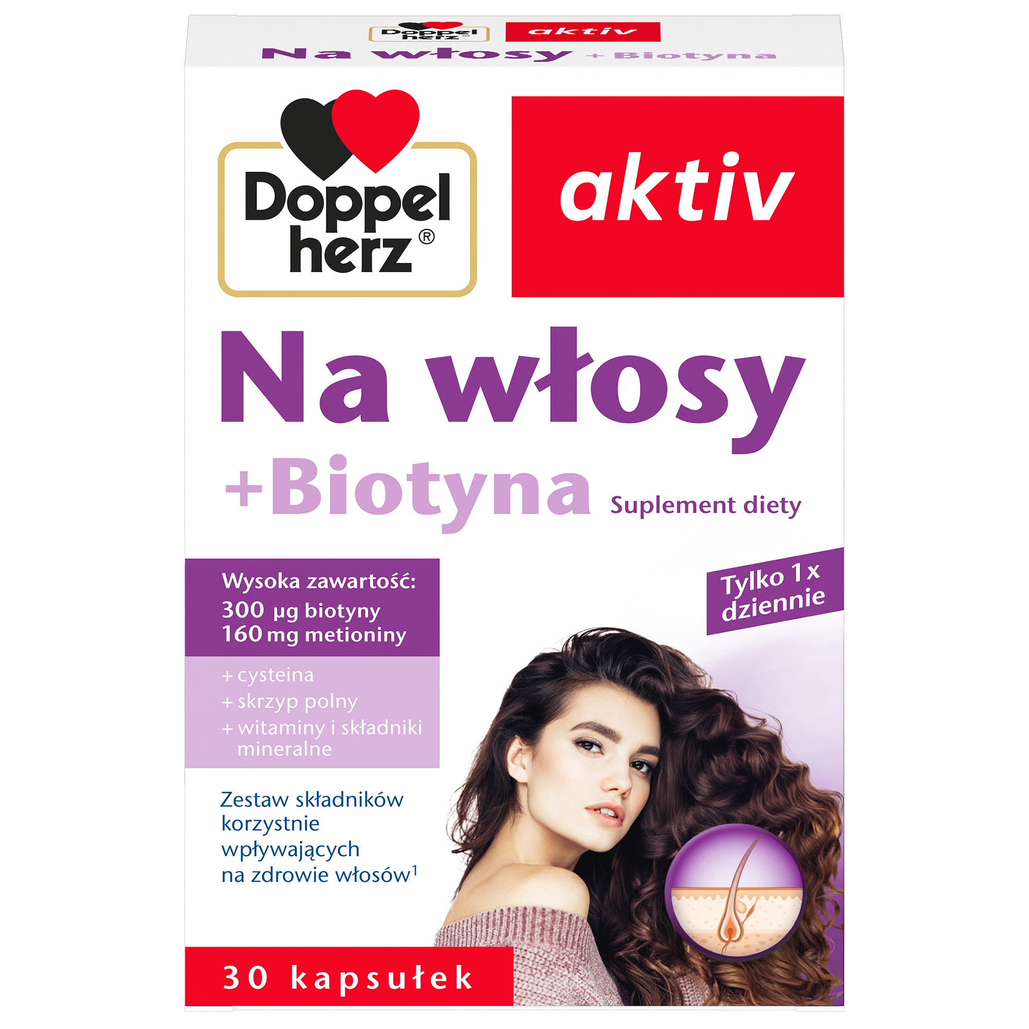 DOPPELHERZ AKTIV Na włosy + biotyna - 30 kaps. zdjęcie