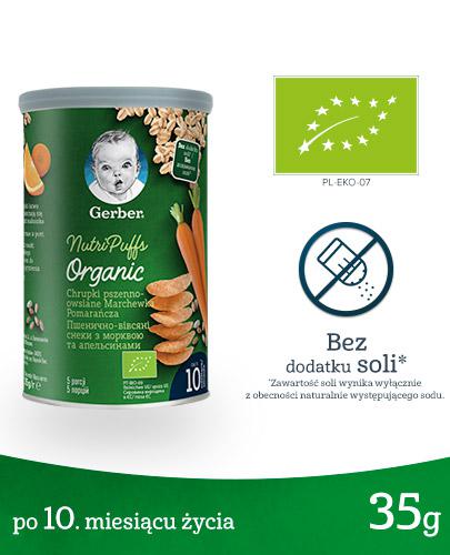 Gerber Organic Chrupki pszenno - owsiane Marchewka Pomarańcza Nutri Puffs po 10 miesiącu - 35 g - cena, opinie, składniki zdjęcie