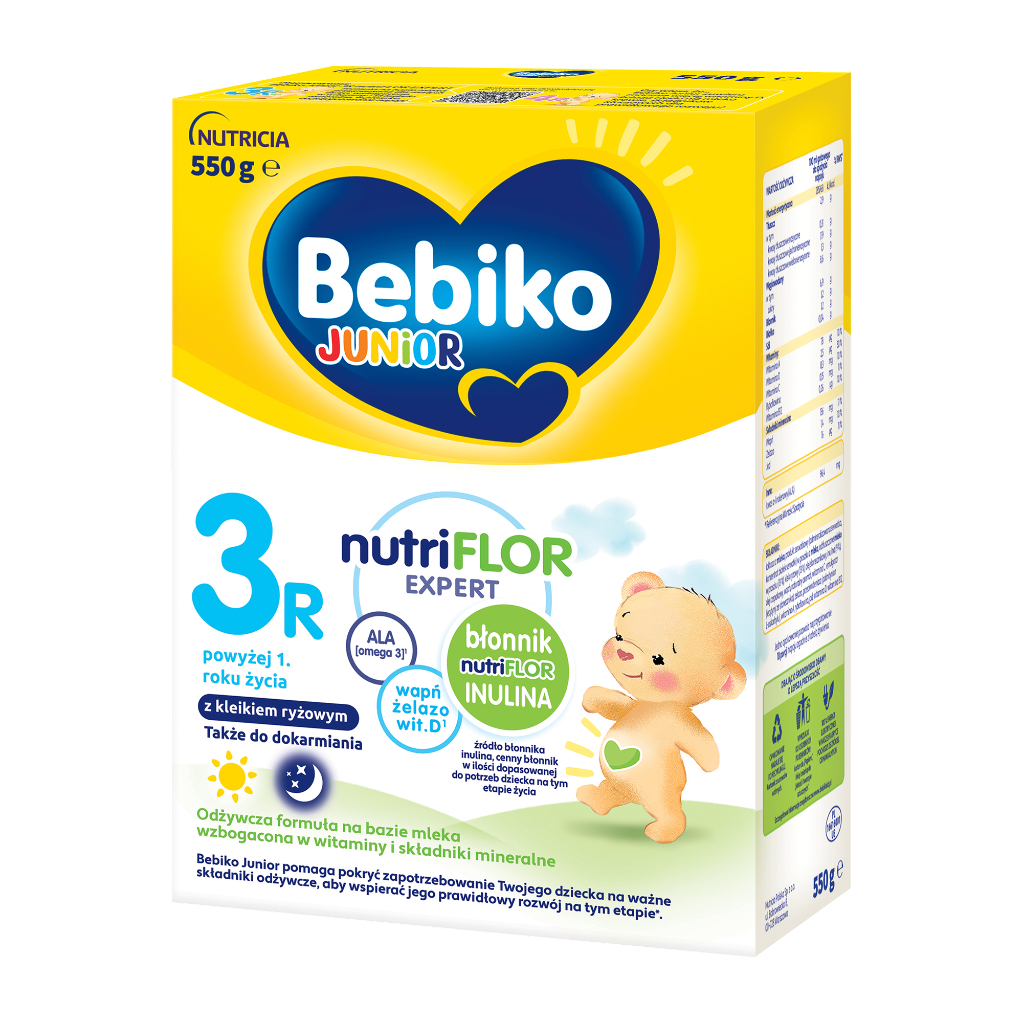 Bebiko Junior 3R Nutriflor Expert, odżywcza formuła na bazie mleka dla dzieci powyżej 1. roku życia, z kleikiem ryżowym, 550 g zdjęcie