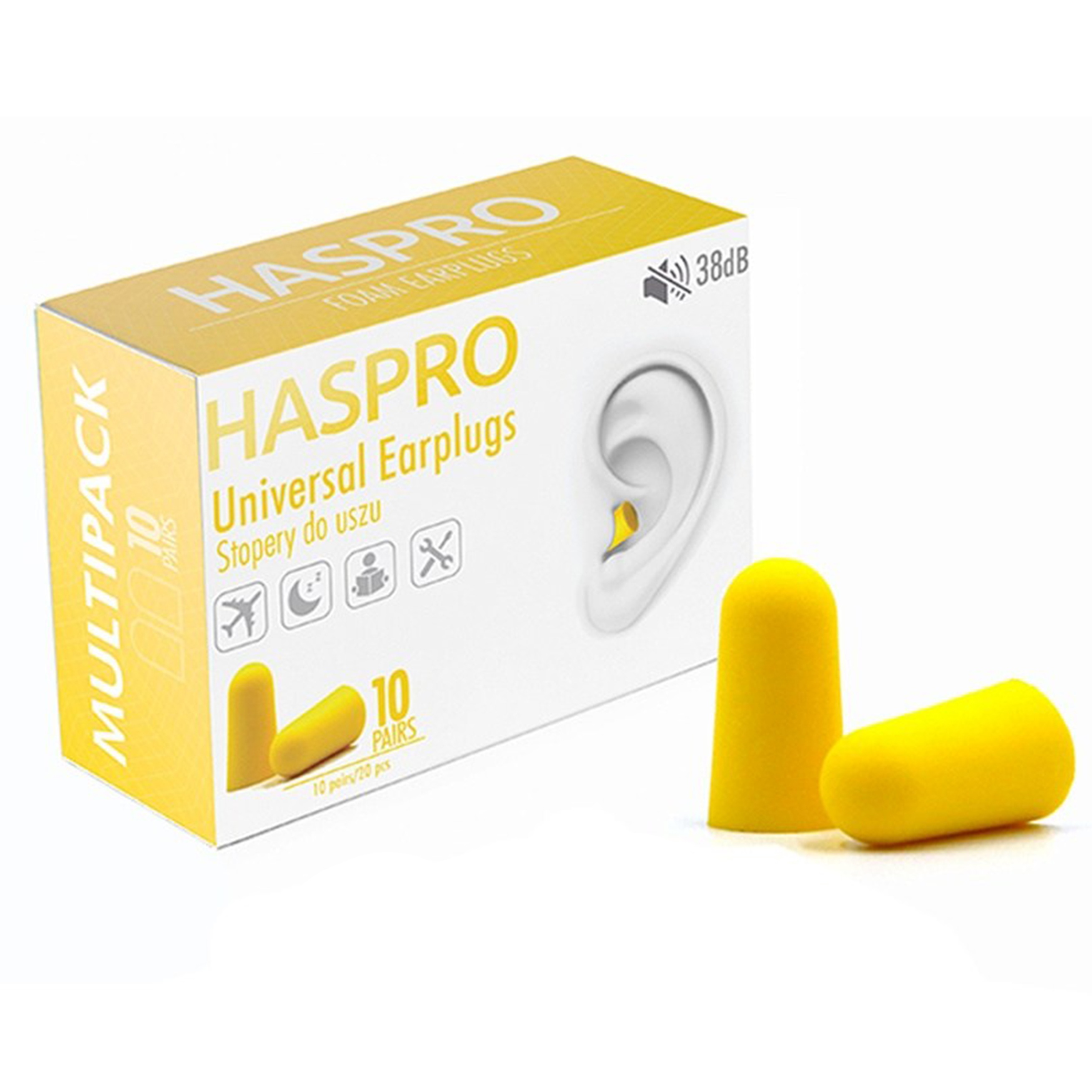 Stopery do uszu jednorazowe Haspro Multi10 żółte 10 par zdjęcie