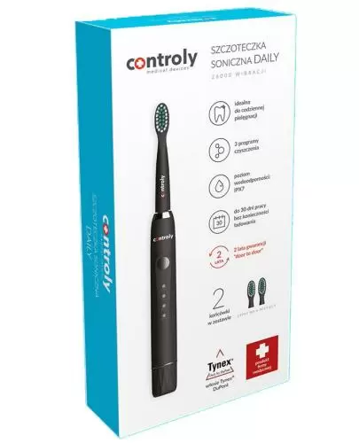 Controly Szczoteczka soniczna Daily w kolorze czarnym - 1 szt. - Do mycia zębów - cena, opinie, właściwości  zdjęcie