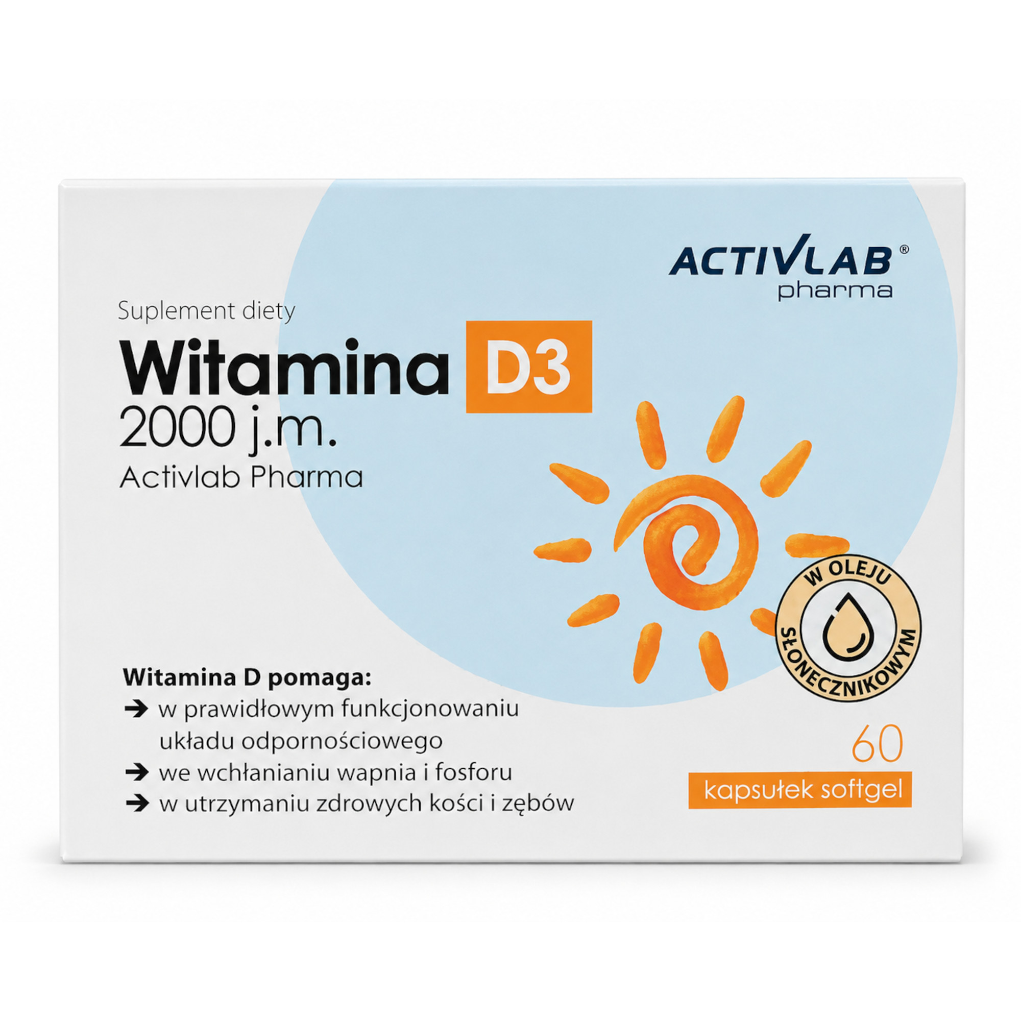 Activlab Pharma, Witamina D3 2000 j.m., kapsułki, 60 sztuk zdjęcie
