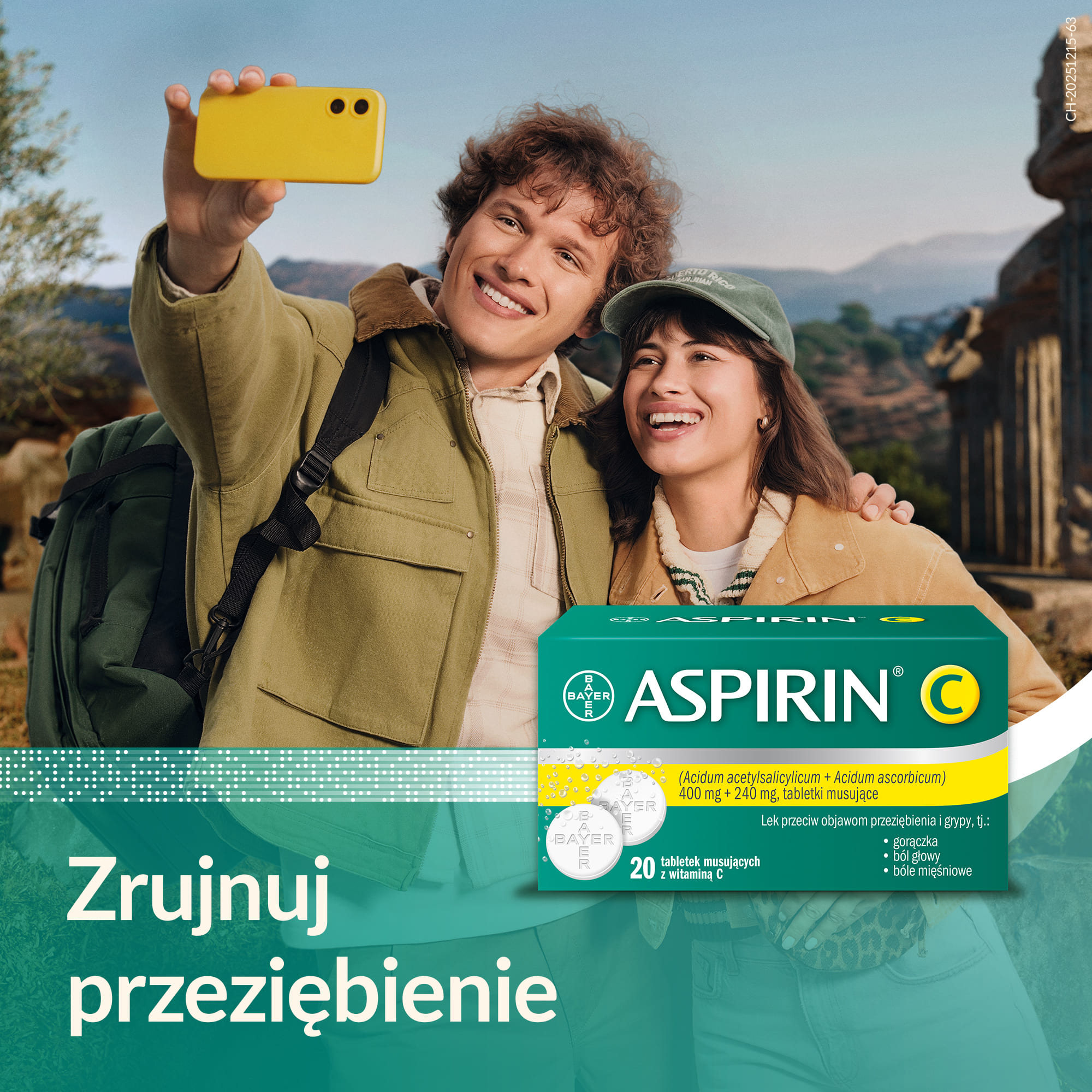 Aspirin C, 400 mg + 240 mg, tabletki musujące, 20 sztuk