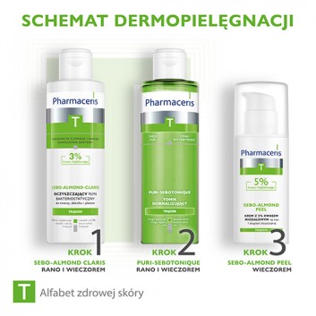 Pharmaceris T Sebo-Almond Peel 5%, krem z 5% kwasem migdałowym, na noc, I stopień złuszczania, 50 ml