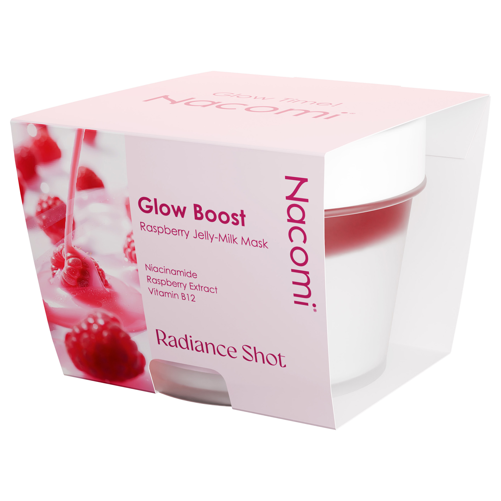 Nacomi Maska do twarzy Glow Boost Raspberry Jelly-Milk Mask, 80 ml