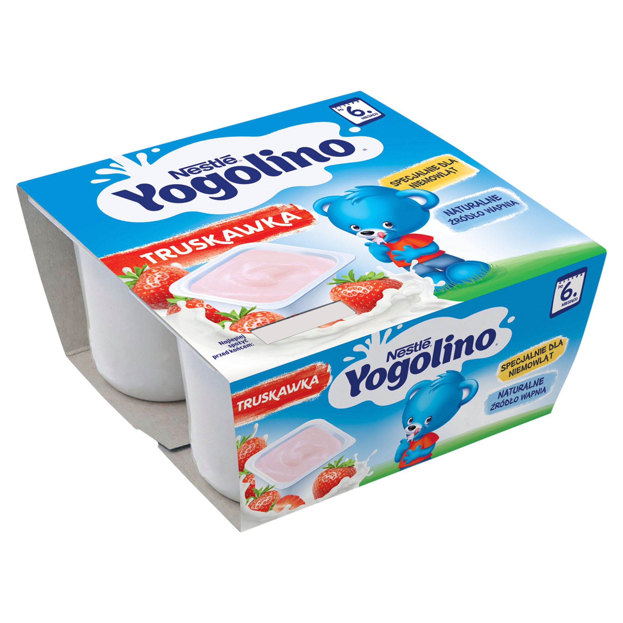NESTLE YOGOLINO Deserek mleczno-owocowy, jogurcik truskawka po 6 miesiącu - 4x100 g zdjęcie