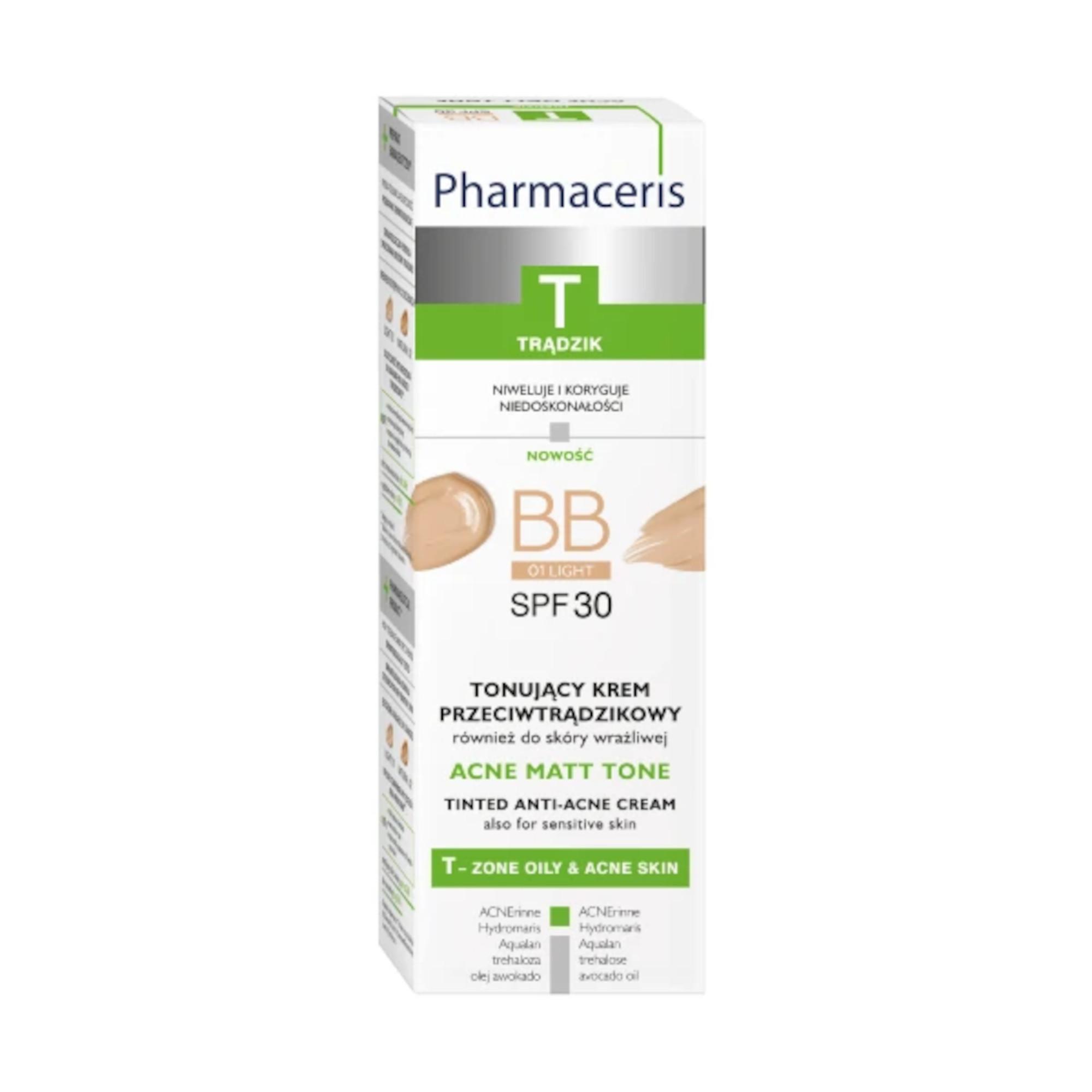 Pharmaceris T Acne Matt Tone, tonujący krem przeciwtrądzikowy BB SPF 30 01 Light, 30 ml zdjęcie
