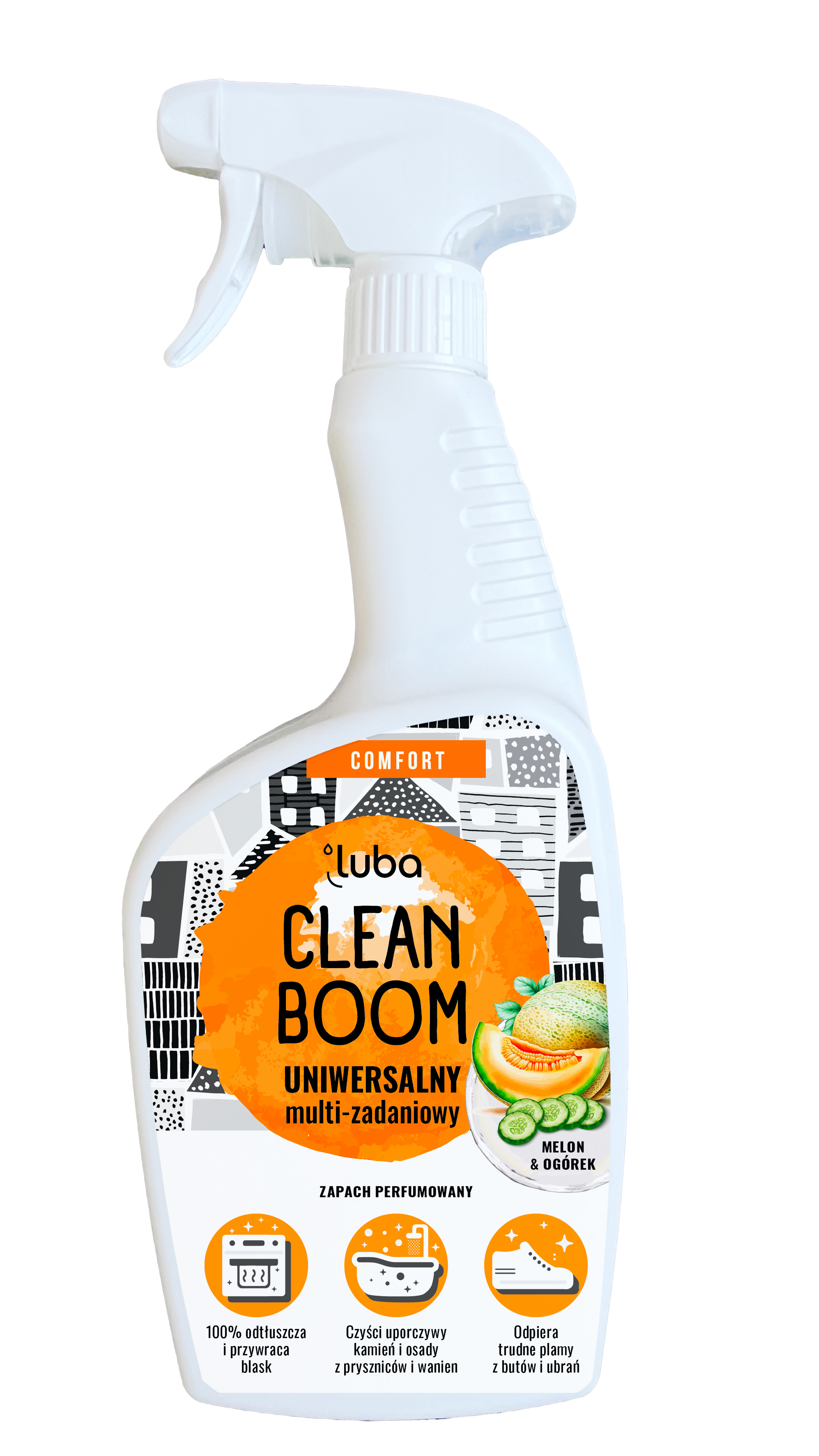Luba Comfort Clean Boom, Uniwersalny, płyn do czyszczenia, Melon i Ogórek, 600 ml zdjęcie