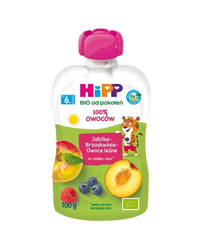 HiPP BIO od pokoleń, Jabłka-Brzoskwinie-Owoce leśne, po 6. m-cu, 100 g, cena, wskazania, opinie zdjęcie
