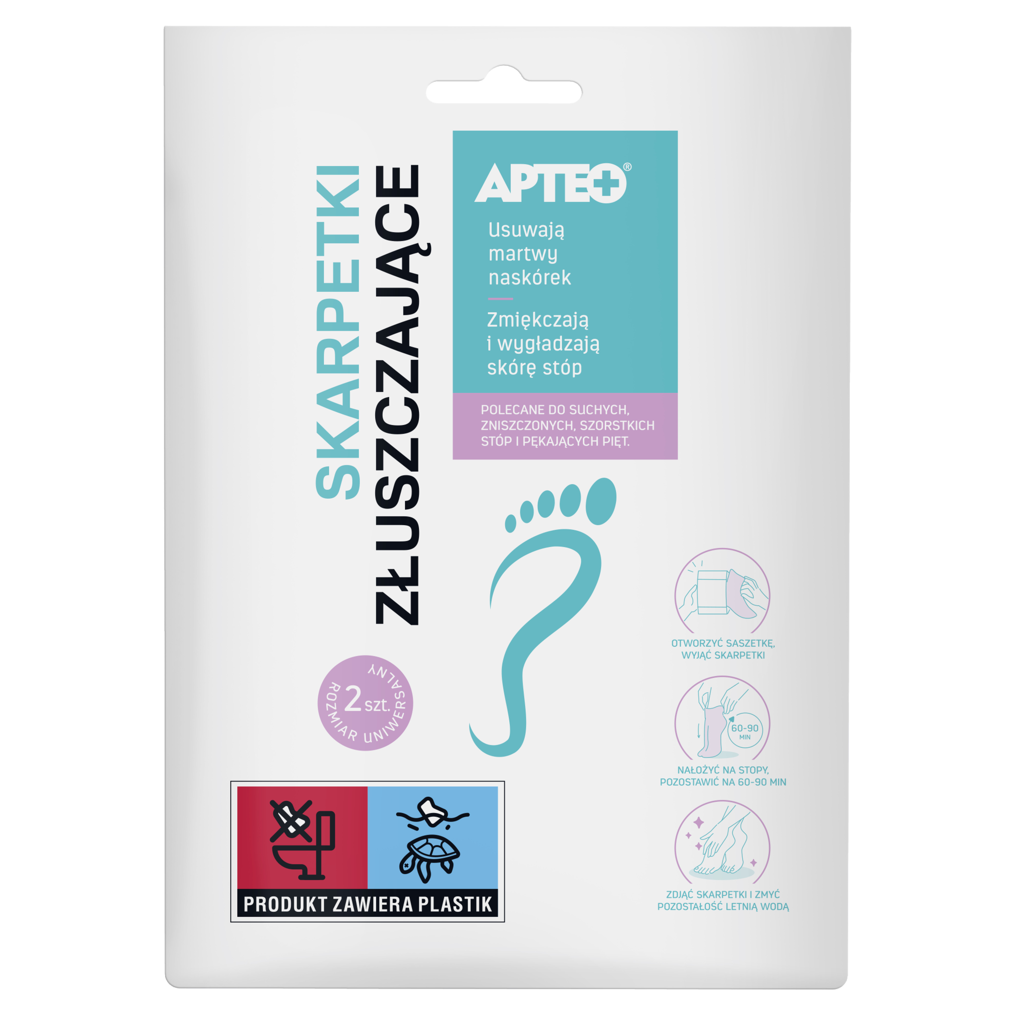 Apteo skarpetki złuszczające 1 sztuka zdjęcie