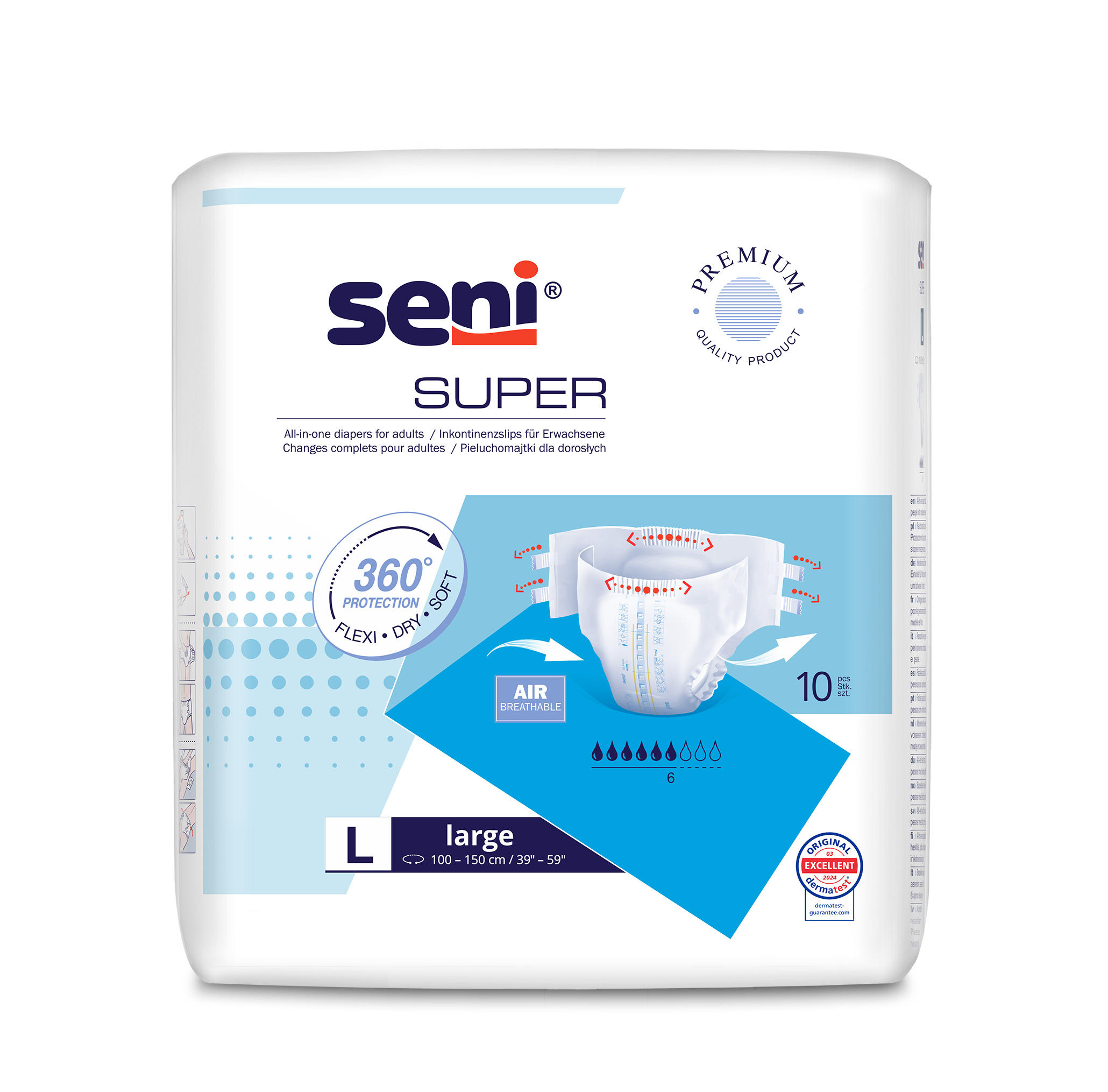 Seni Super oddychające pieluchomajtki rozmiar L 10 sztuk