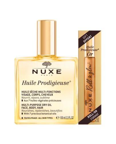 Nuxe Huile Prodigieuse Olejek suchy 100 ml + Huile Prodigieuse Or Roll-on 8 ml [ZESTAW] zdjęcie