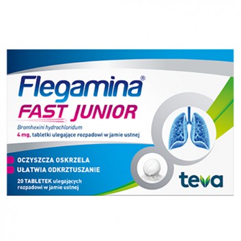 Flegamina Fast Junior 4 mg 20 tabletek ulegających rozpadowi w jamie ustnej