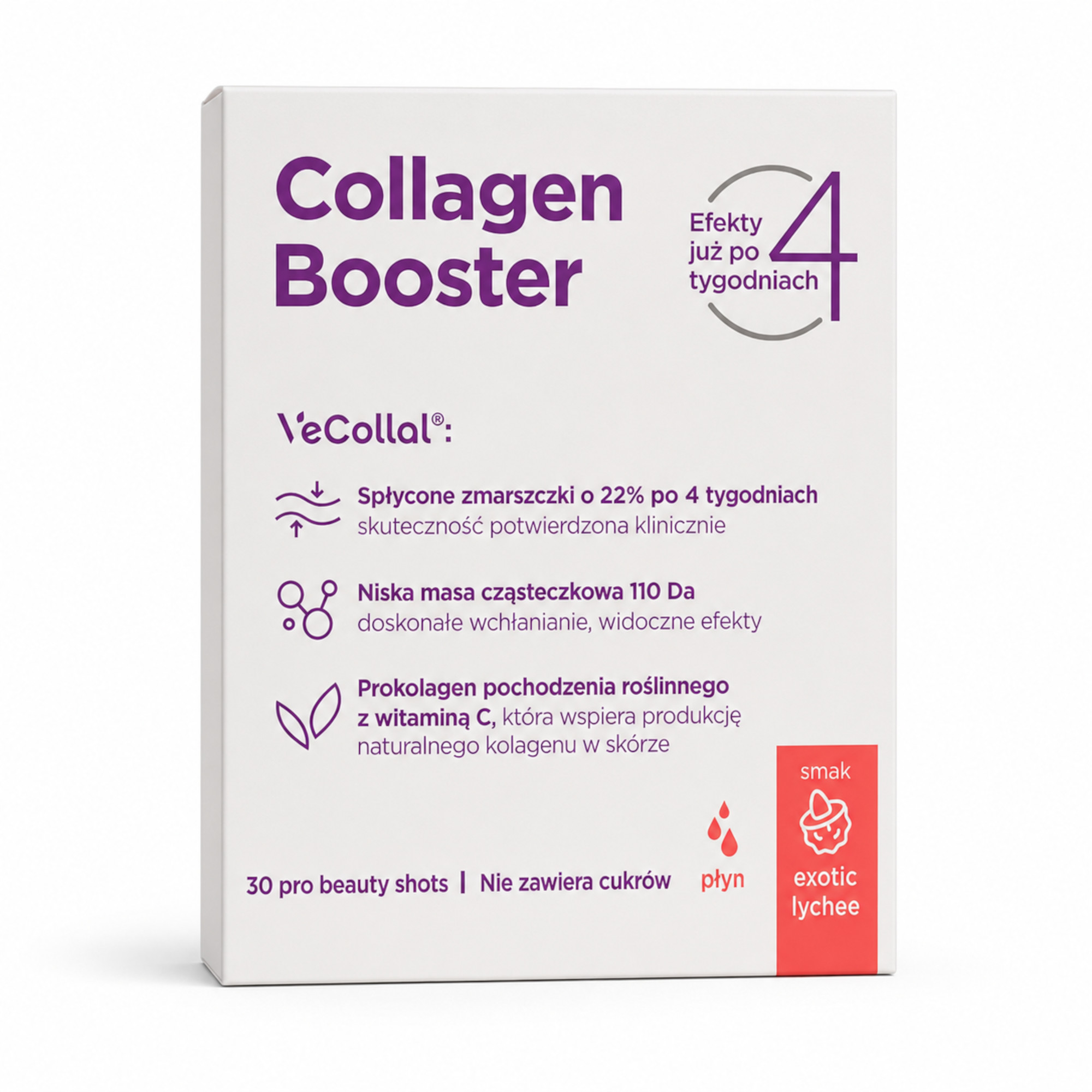 Biotebal Hair&Skin Collagen Booster, saszetki z płynem o smaku liczi, 30 sztuk zdjęcie